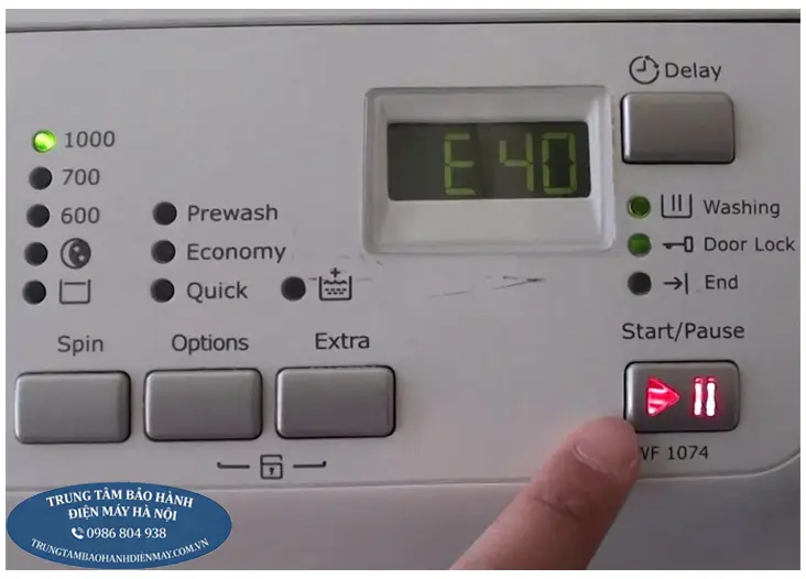 Sửa máy giặt Electrolux báo lỗi E40 tại Hà Nội